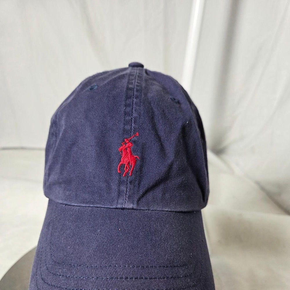 Navy Polo Ralph Lauren cap with red embroidered logo
